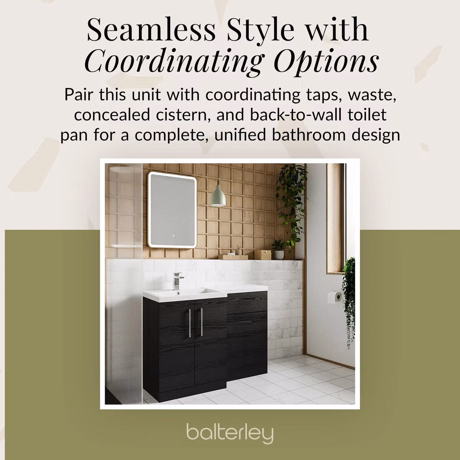 Balterley Modern Charcoal Black Left Hand Bathroom Vanity Basin and WC Unit with Soft Close Doors W: 110 cm, H: 84 cm – 5