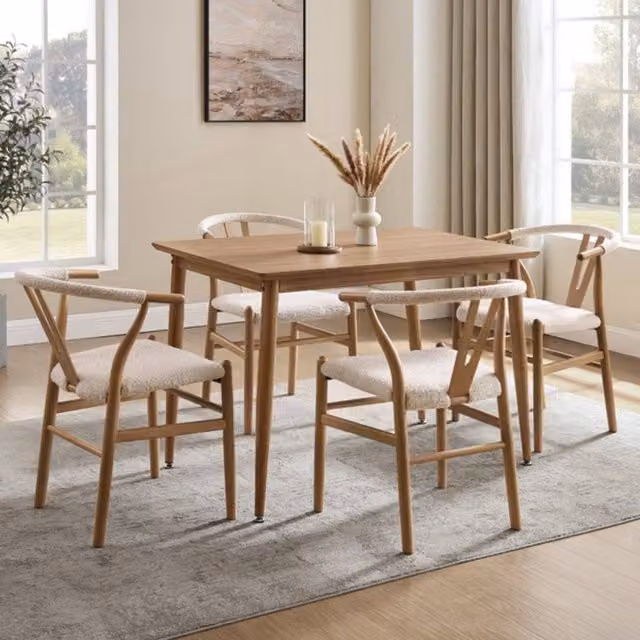 VonHaus Burton Mid Century 4 Seater Rectangular Dining Table in Brown, W: 110 cm, D: 75 cm, H: 75 cm – 1