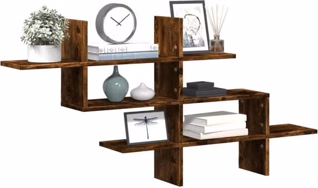 Berkfield Home Smoked Oak Wall Shelf, Brown Engineered Wood, W: 124.5 cm, D: 18 cm, H: 60.5 cm