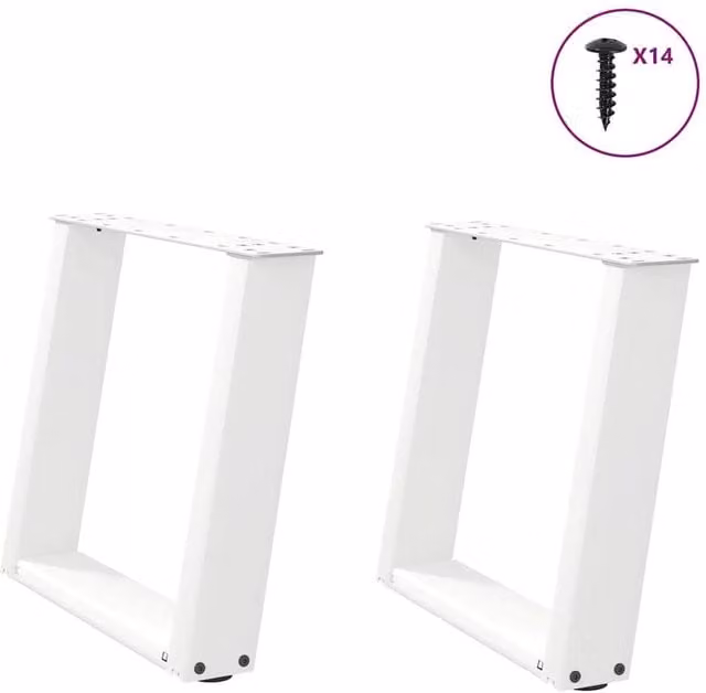 Berkfield Home U-Shaped Steel Coffee Table Legs, 2 Pieces, White, H: 50 cm, W: 43 cm, D: 43 cm