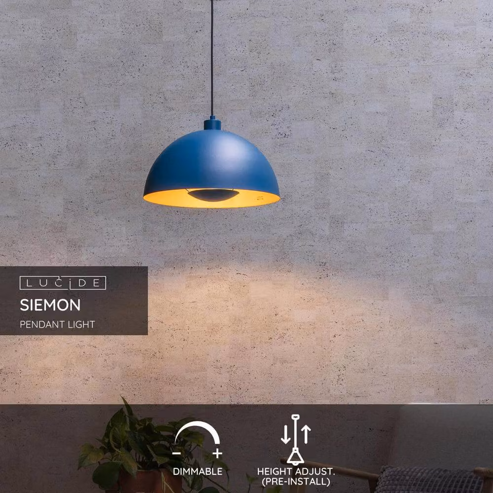 Netlighting Siemon Modern Blue Metal Pendant Light, Diameter: 40 cm – 2
