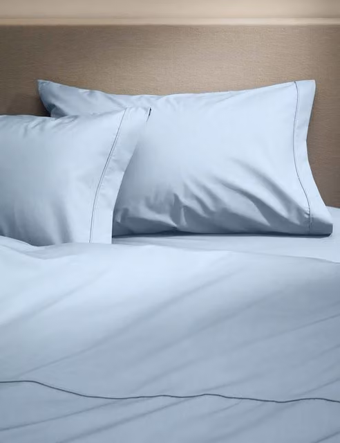 M&S 2 Pack Egyptian Cotton 230 Thread Count Percale Pillowcases in Light Wedgewood Blue