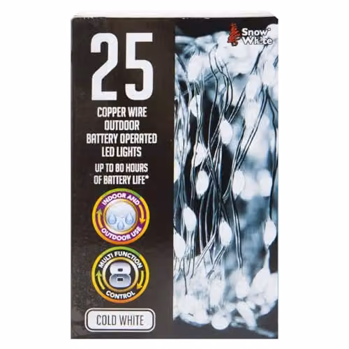 VFM Outdoor White Copper Wire Christmas Lights with 25 LEDs – 2