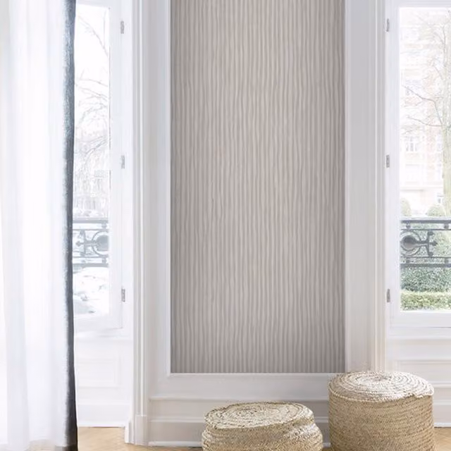 SK Filson Washable Striped Abstract Wallpaper in Beige and Petrol
