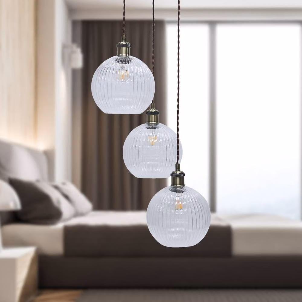 First Choice Lighting Henry Antique Brass Ceiling Cluster Pendant Flex Kit in Bronze – 2