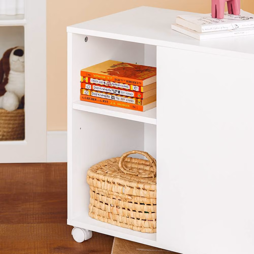 SoBuy Mobile Office Storage Cabinet in White with Hinged Doors, Drawers and Shelves – 2