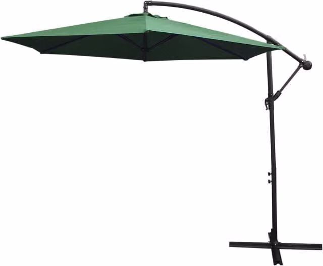 Monstershop Green Cantilever Parasol with Square Base and Polyester Canopy
