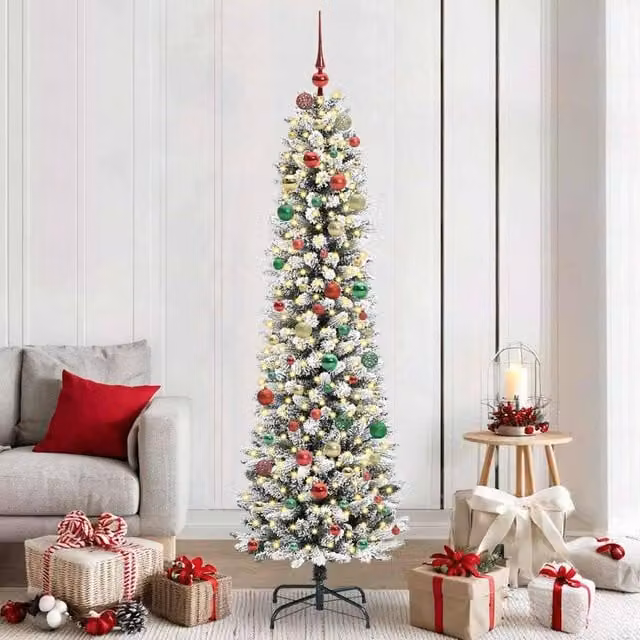 Berkfield Home Artificial Christmas Tree with 300 LEDs in Green, White and Black, Height: 210 cm – 1