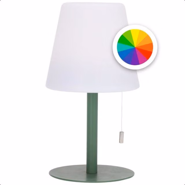 Idooka Modern Outdoor Standing LED Lantern, Green and White, Height: 30 cm