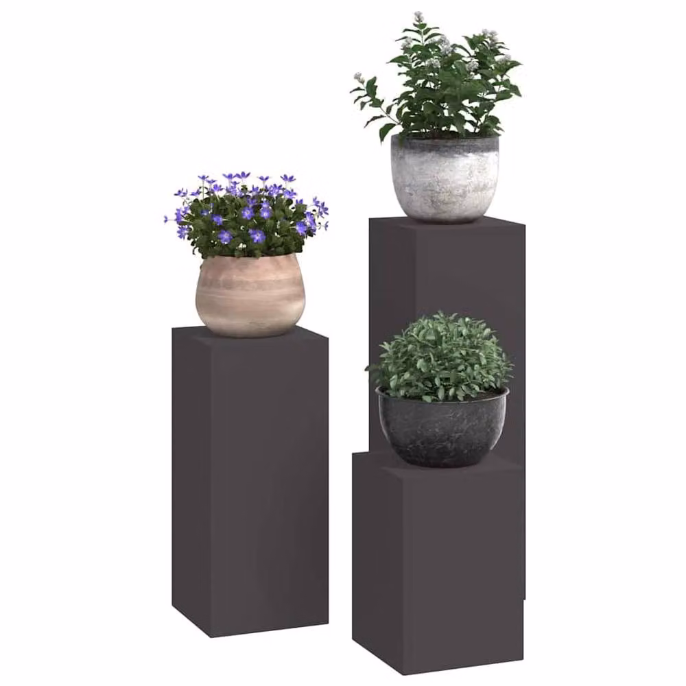 Berkfield Home Outdoor Plant Stand Tub Set, 3 Pieces, Black Steel – 2