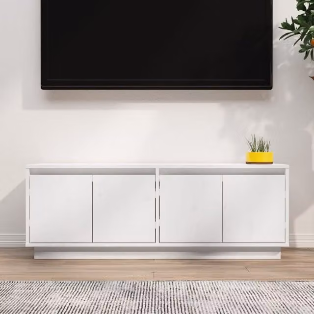 Berkfield Home White Rustic Solid Wood Pine TV Cabinet W/D/H: 110 x 34 x 40 cm – 1