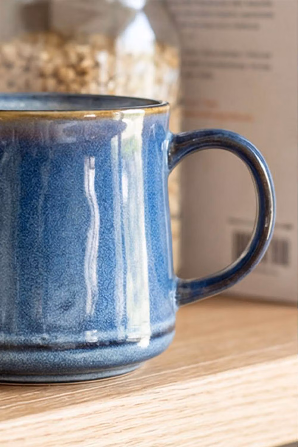 Upper Street Set of 2 Blue Reactive Glaze Ceramic Mugs, 600ml – 4