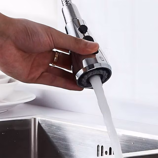 Heable Silver Chrome 2-Function Pull-Out Kitchen Tap Replacement Spray Head