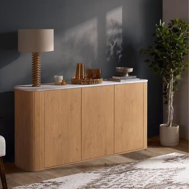 Birlea Kagu 3 Door Modern Wood Sideboard in Brown