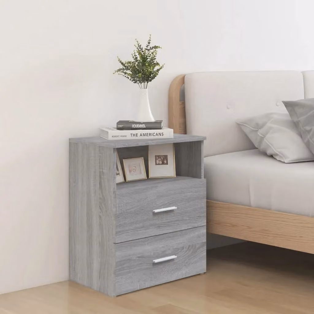 Berkfield Home Set of 2 Bedside Cabinets in Grey Sonoma, W/D/H: 50 x 32 x 60 cm – 2