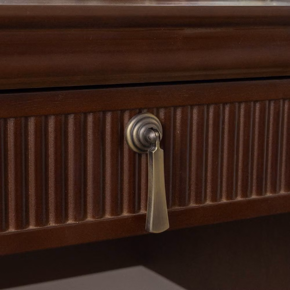 Melody Maison Georgian Range Dark Wood Reeded Dressing Table Set in Brown – 3