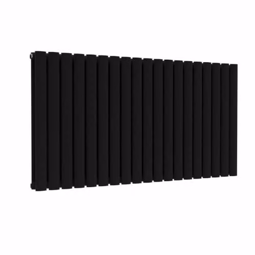 Lux Heat Black Oval Horizontal Double Panel Designer Steel Radiator, H 60 cm x W 114 cm – 2