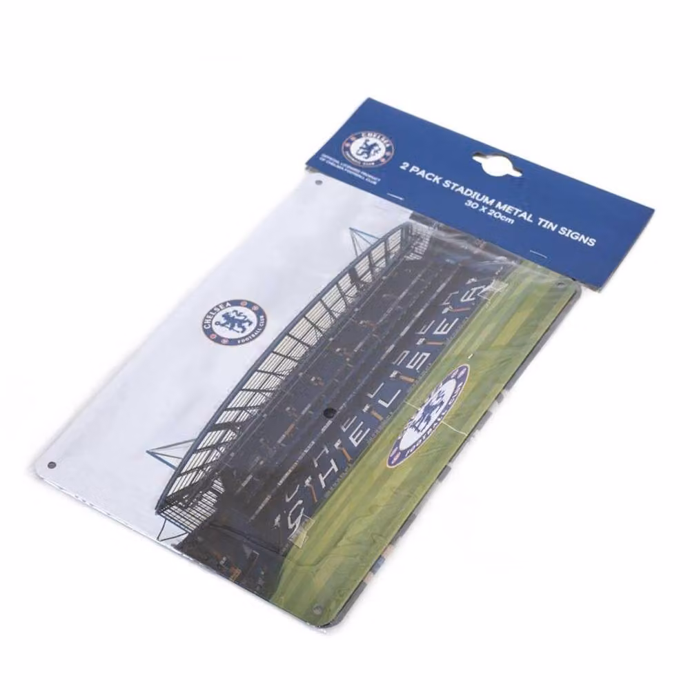 Chelsea FC Stadium Metal Hanging Signs, Pack of 2, Blue, W: 30 cm, H: 20 cm, D: 2 cm – 2