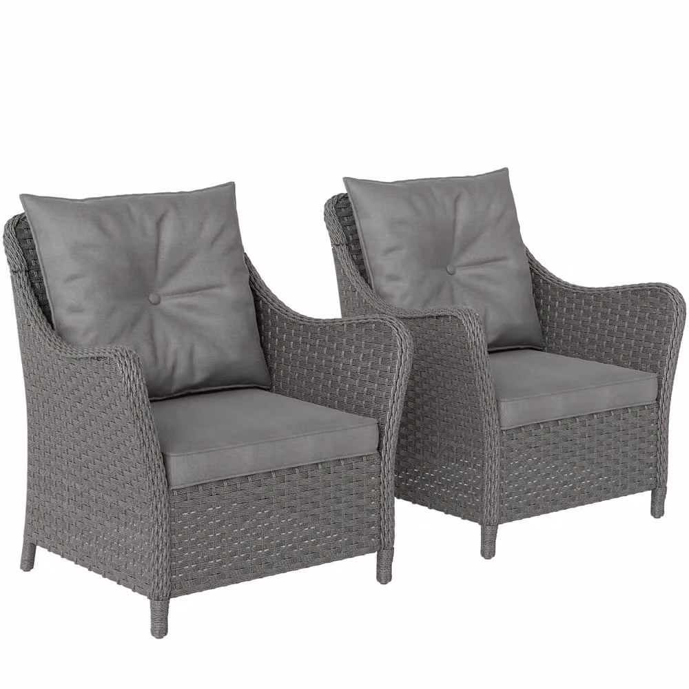 Wyld Haus Neluli Set of 2 Grey Rattan and Metal Modern Outdoor Armchairs – 2