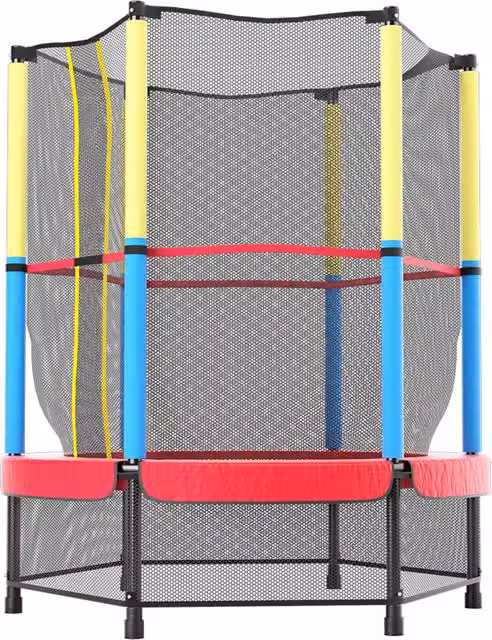 Kidkid Red and Multicolour Outdoor Mini Trampoline with High Safety Net and Metal Frame