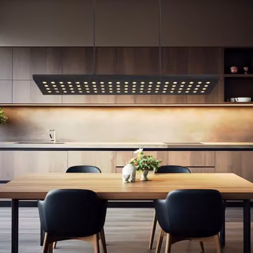 Netlighting Dolores Modern Rectangular LED Pendant Light in Black and Wood, W/D/H: 120 x 40 x 20 cm – 4
