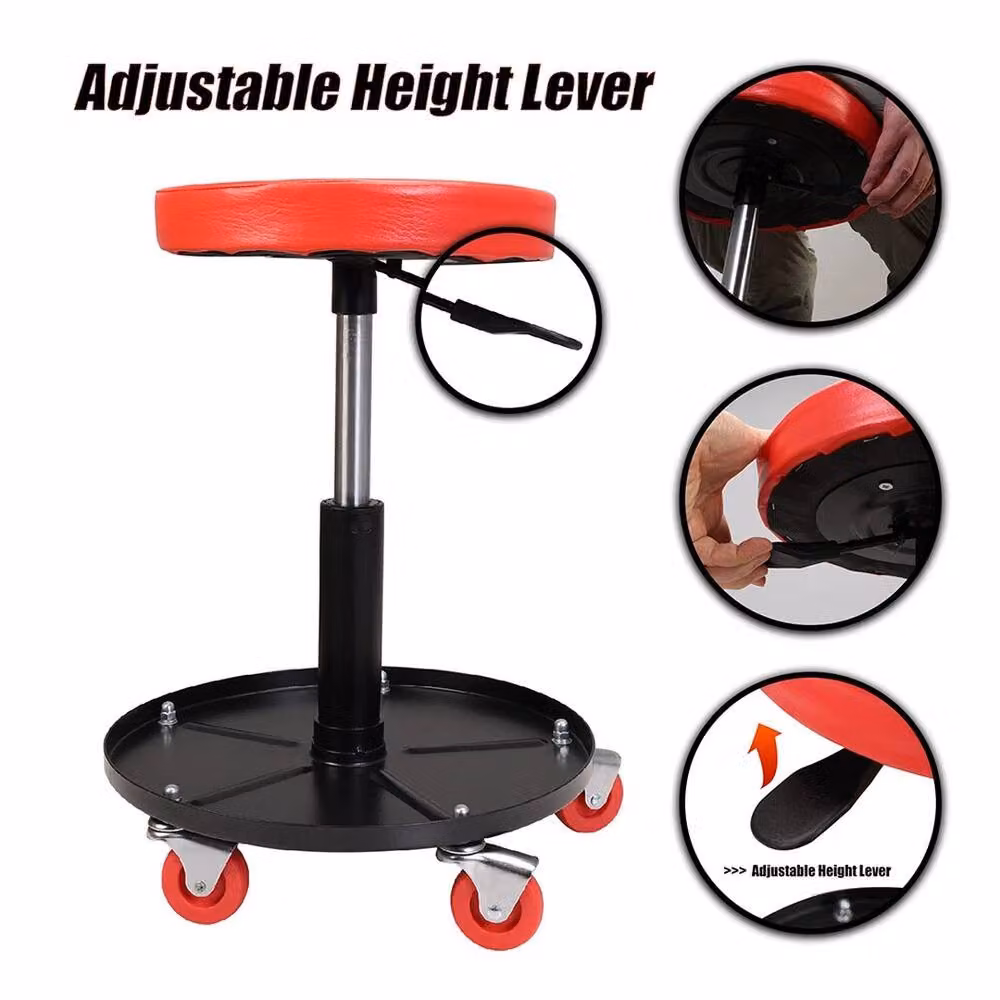 NESTLUNE Swivel Creeper Seat Rolling Garage Mechanic Work Stool, Red – 5