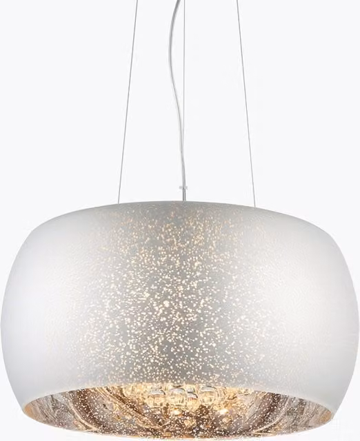 Perch & Parrow Fia Ceiling Pendant Light in Silver and White with Glass