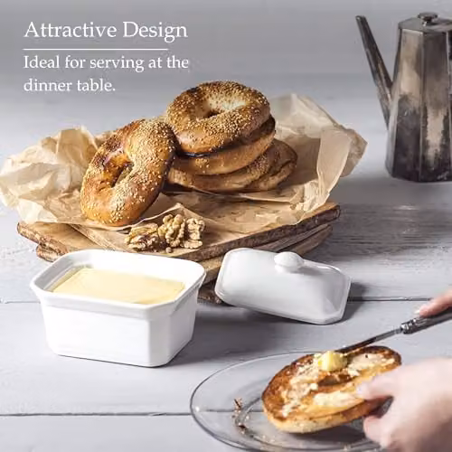 WM Bartleet & Sons 1750 Porcelain Butter and Terrine Dish with Lid, White, 14cm – 4