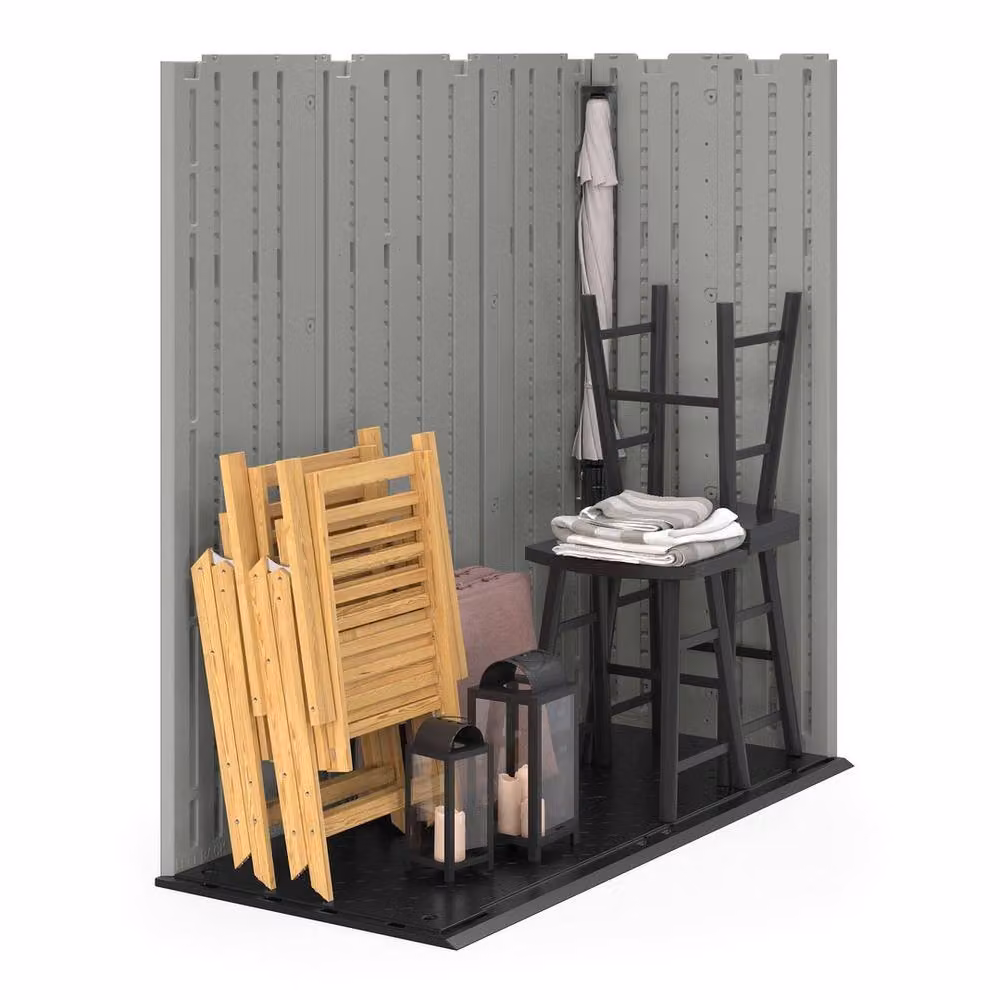 Rowlinsons Sunfast Everett Resin Garden Shed in Grey with Double Doors and Window, W/D/H: 190 x 84 x 236 cm – 4