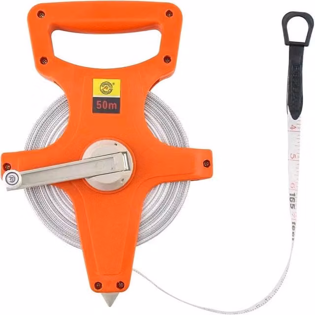 FLAVORA Orange Fiberglass Tape Measure, 50 m