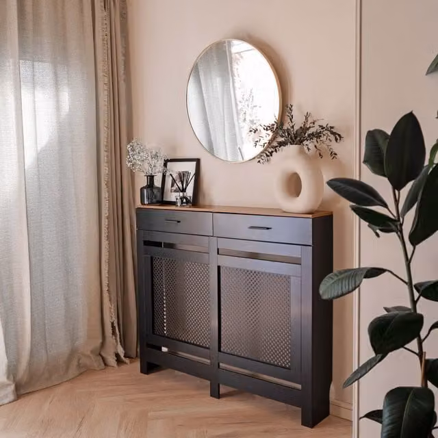 Jack Stonehouse Diamond Design Contrast Storage Radiator Cover in Black MDF