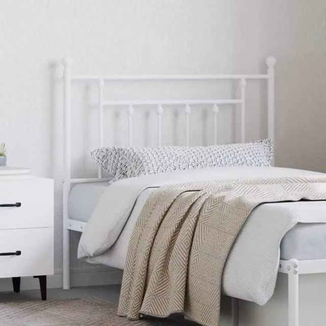Berkfield Home Classic Metal Headboard in White – 1