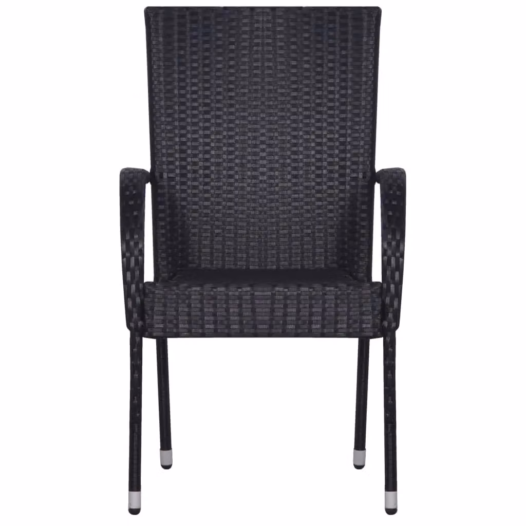 Berkfield Home 7 Piece Black Poly Rattan Garden Dining Set – 4