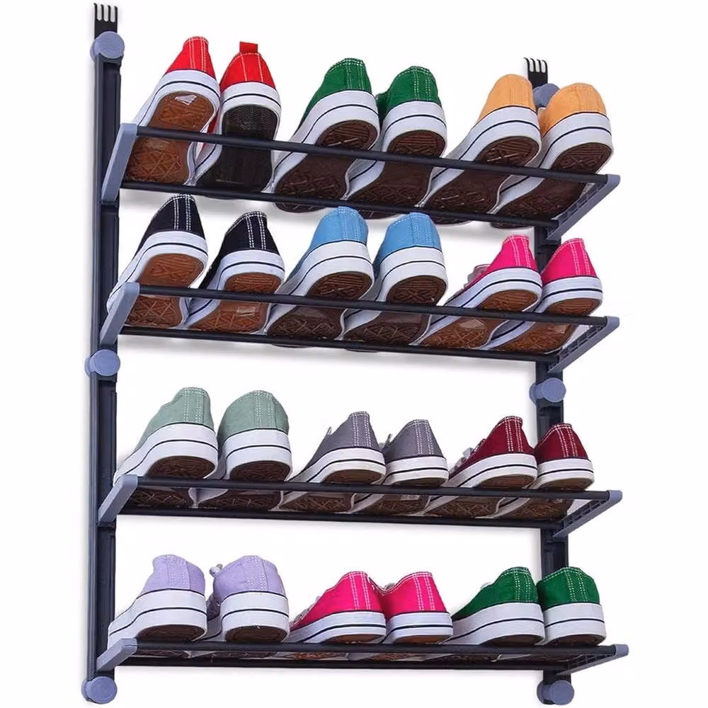 FORGEVIO 8 Tier Over Door Shoe Rack in Black Matt Metal – 3