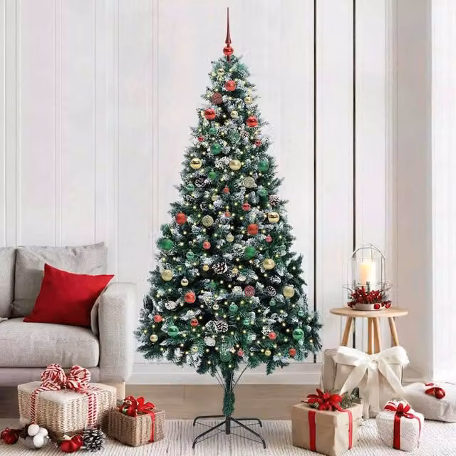 Berkfield Home Artificial Green Christmas Tree with 300 LEDs and Stand, Height: 210 cm – 1