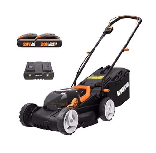WORX PowerShare 40V Cordless Rechargeable Lawnmower, 34cm, Black