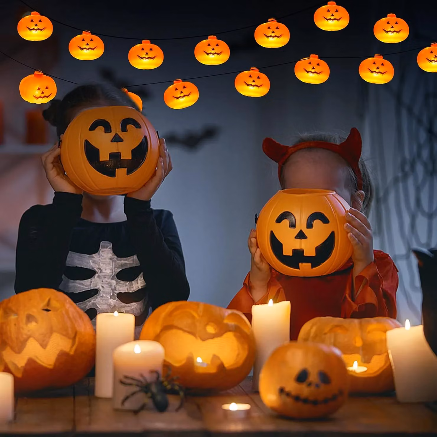 Garwarm Tukeoo 3D Pumpkin Halloween LED String Lights, Battery Operated, Orange – 4