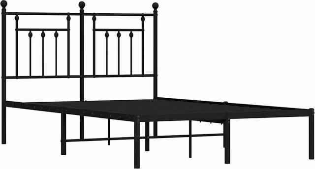 Berkfield Home Metal Bed Frame with Headboard in Black, W/D/H: 140 x 190 cm