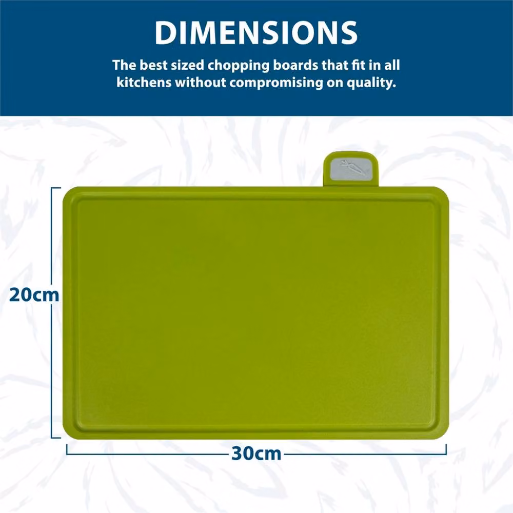 Nordara Non-Slip Green Plastic Index Chopping Board Set with Stand – 2