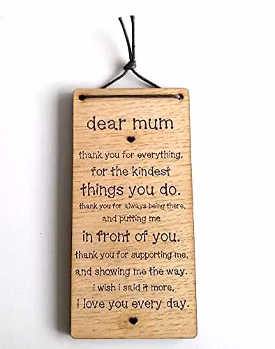 Marco Paul Wooden Thank You Mum Hanging Plaque in Beige and Brown – 1