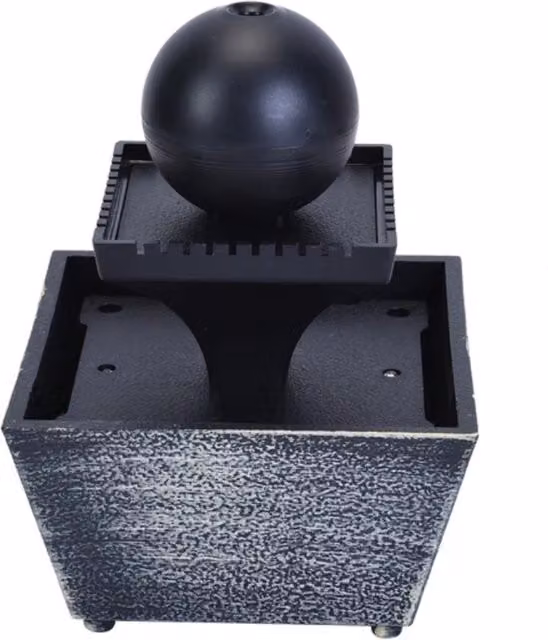 Gr8 Home Desktop Indoor Water Feature with 4 LED Lights, Round Ball, Black