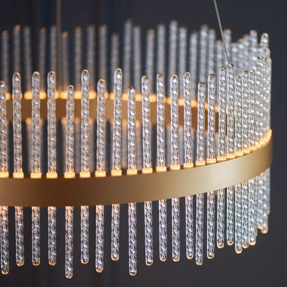 Netlighting Trapani Dimmable LED Pendant Ceiling Light in Brushed Gold with Transparent Glass – 3