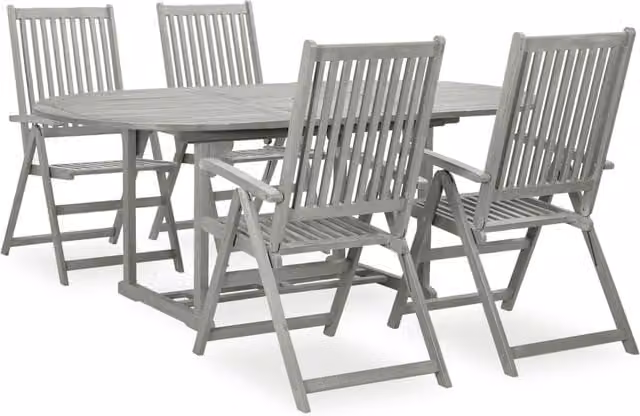 Berkfield Home 5 Piece Modern Garden Dining Set in Grey Solid Acacia Wood