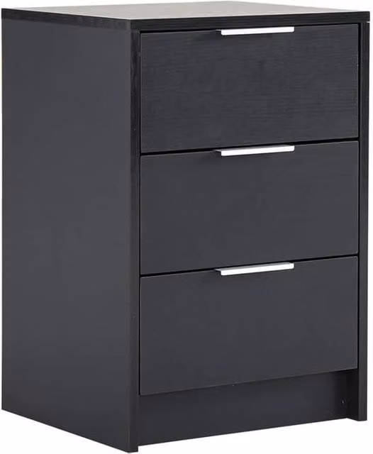 NESTLUNE Black 3 Drawer Modern Bedroom Storage Unit W: 100 cm, D: 15 cm, H: 15 cm – 1