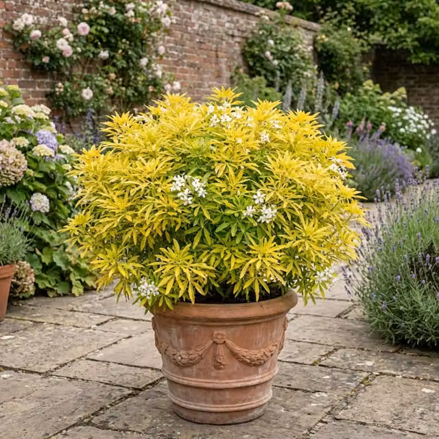 Plants By Post Choisya Goldfinger Fragrant Golden Ornamental Shrub, 3L, Golden Yellow