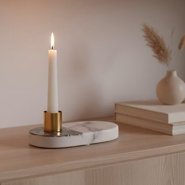 Orsina Marella Oval Taper Candle Holder in Gold or White – 2
