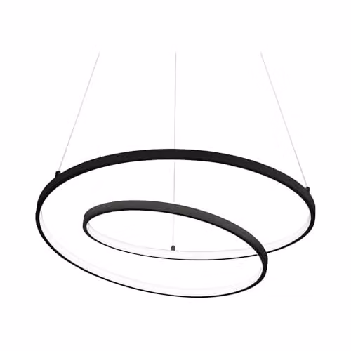 Netlighting Oz LED Decorative Swirl Integrated Suspended Pendant Light in Black with 3000K Warm White Light – 1