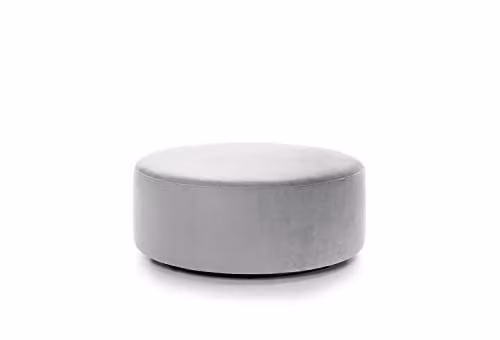 Abakus Direct Solero Cylindrical Velvet Swivel Footstool, Grey, Diameter: 100 cm, Height: 40 cm – 1