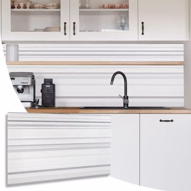 NOVECRAFTO 3D PVC Wall Panels with Sparkling Glitter Design in Grey Plain, W: 96 cm, H: 48 cm, Pack of 10
