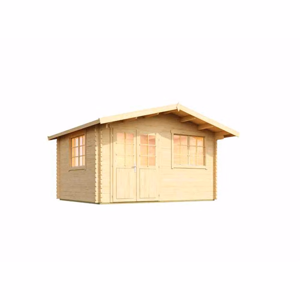 Lasita Maja Ltd Norderney 2-Log Cabin Garden Room and Home Office in Light Brown, W: 390 cm, D: 444.6 cm, H: 256.5 cm – 2